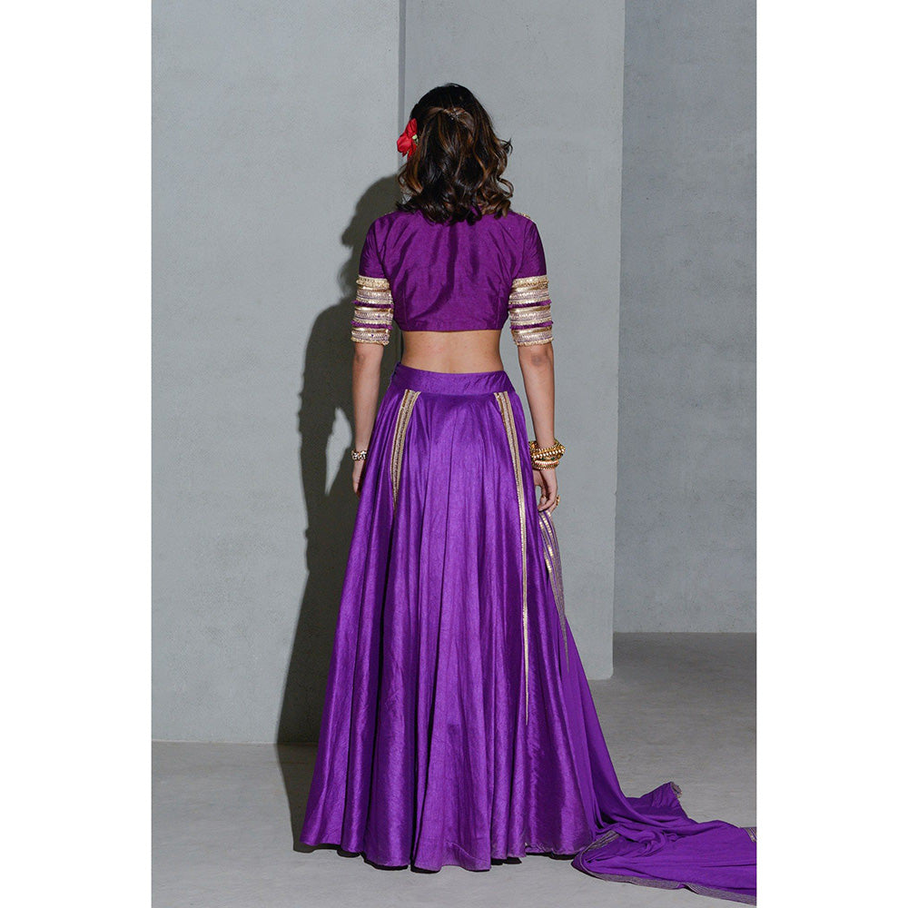 Rishi & Vibhuti Nights Shade Shimmer Lehanga and Blouse with Dupatta (Set of 3)