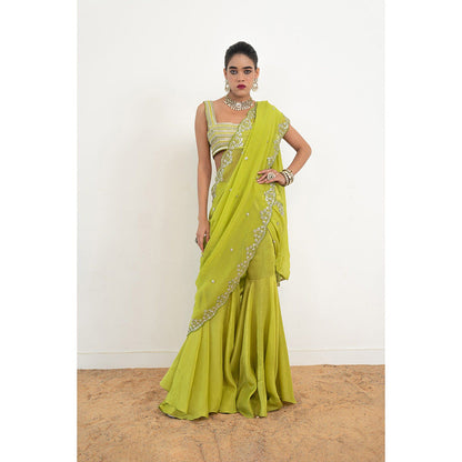 Rishi & Vibhuti Embar Saree With Stitched Blouse