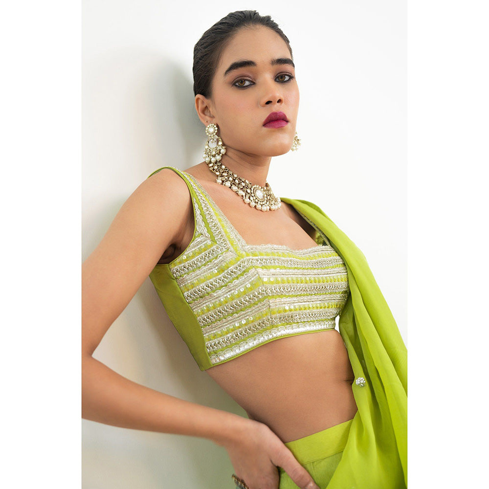 Rishi & Vibhuti Embar Saree With Stitched Blouse