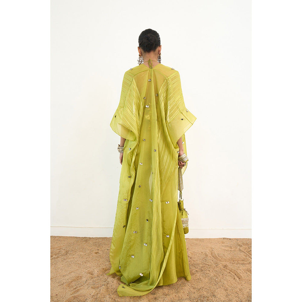 Rishi & Vibhuti Syreni Blouse With Sharara And Cape (Set of 3)