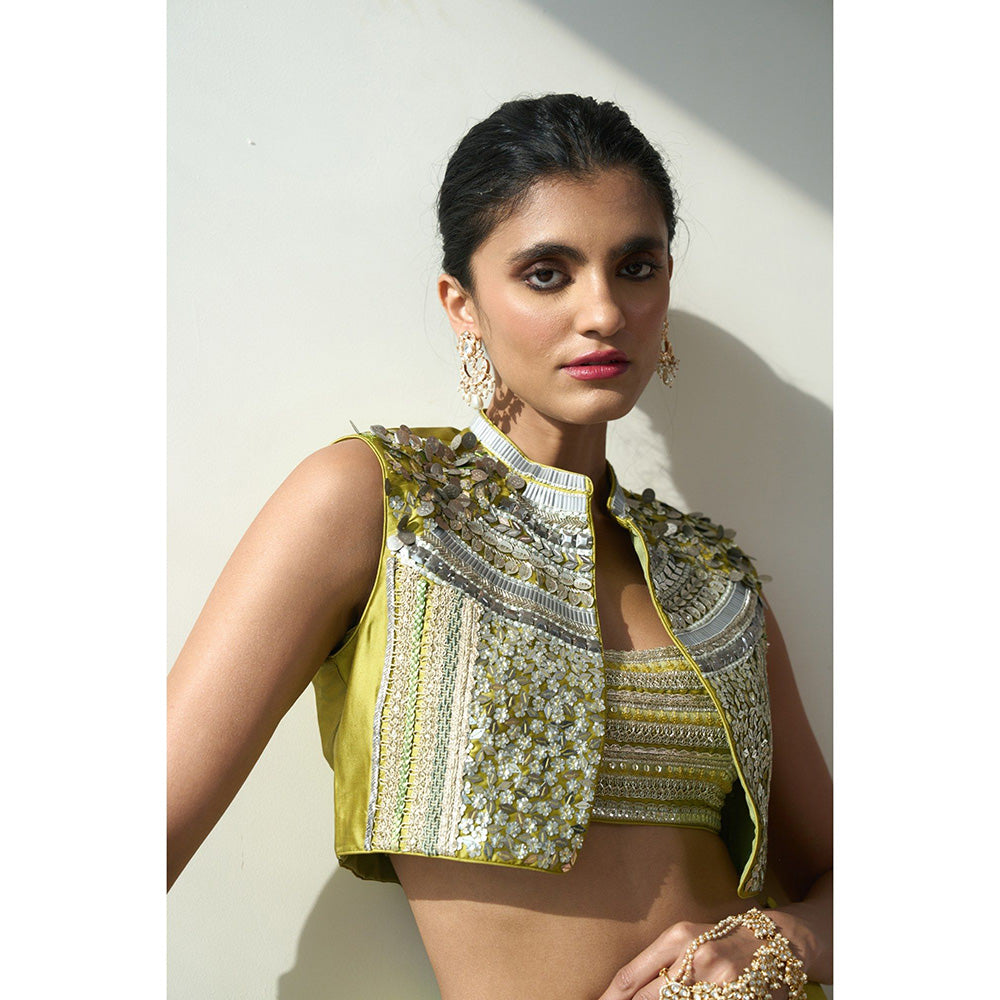 Rishi & Vibhuti Taysa Jacket With Sharara And Blouse (Set of 3)