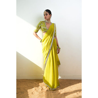 Rishi & Vibhuti Soraya Saree With Stitched Blouse