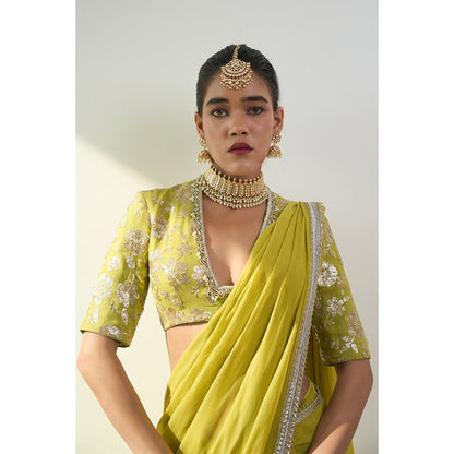 Rishi & Vibhuti Soraya Saree With Stitched Blouse