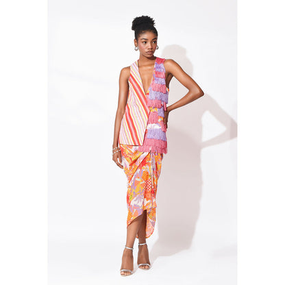 Rishi & Vibhuti Multi-Colour Craze Charm Jacket With Skirt (Set of 2)