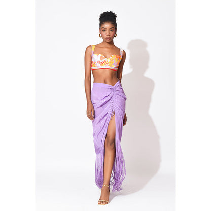 Rishi & Vibhuti Multi-Colour Lavender Mist Top With Skirt (Set of 2)