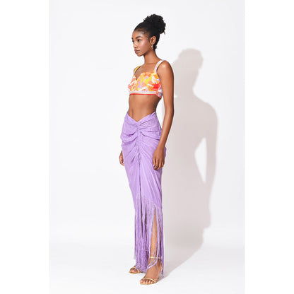 Rishi & Vibhuti Multi-Colour Lavender Mist Top With Skirt (Set of 2)