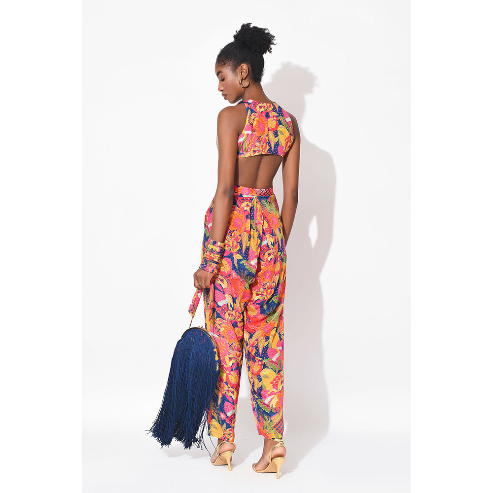 Rishi & Vibhuti Multi-Colour Electric Blitz Top With Pant (Set of 2)