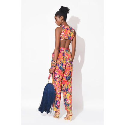 Rishi & Vibhuti Multi-Colour Electric Blitz Top With Pant (Set of 2)