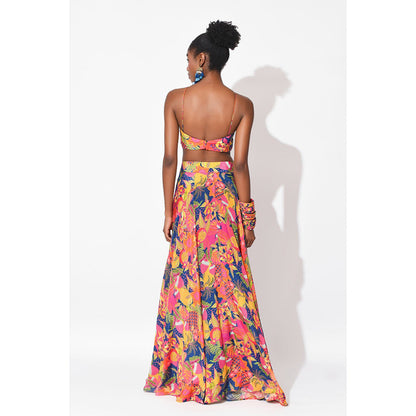 Rishi & Vibhuti Multi-Colour Electric Dream Top With Skirt And Dupatta (Set of 3)