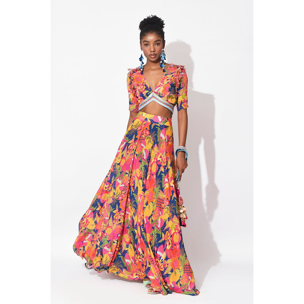 Rishi & Vibhuti Multi-Colour Radiant Spectrum Skirt With Top (Set of 2)
