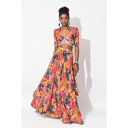 Rishi & Vibhuti Multi-Colour Radiant Spectrum Skirt With Top (Set of 2)