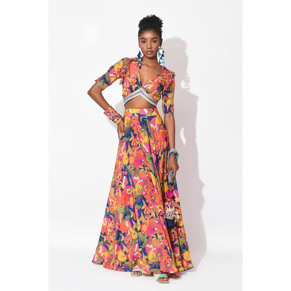 Rishi & Vibhuti Multi-Colour Radiant Spectrum Skirt With Top (Set of 2)