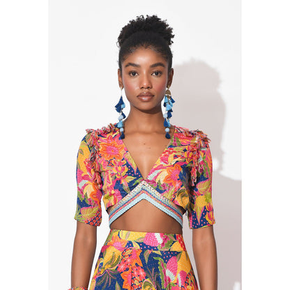 Rishi & Vibhuti Multi-Colour Radiant Spectrum Skirt With Top (Set of 2)