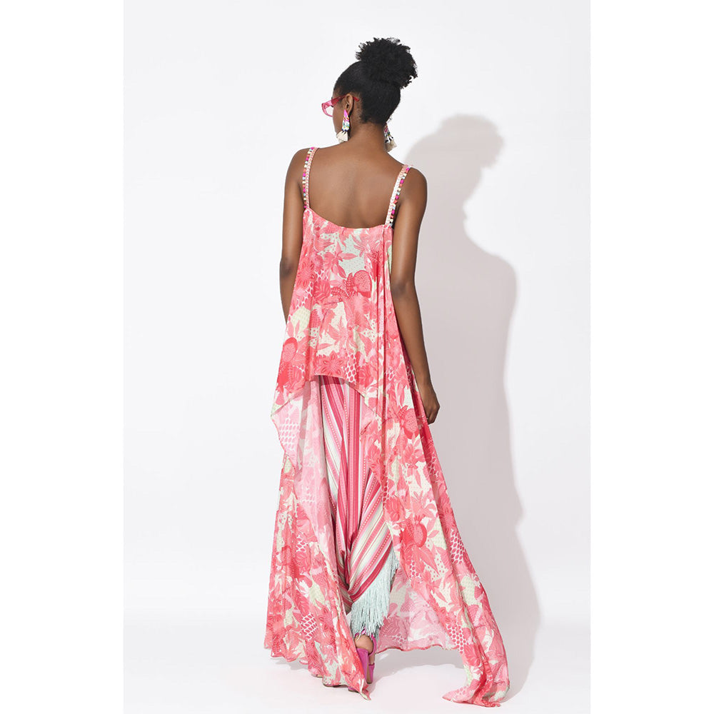 Rishi & Vibhuti Pink Breezy Bay Top With Dhoti Pant (Set of 2)