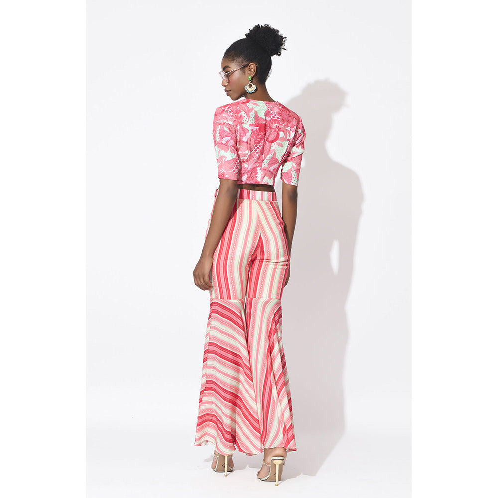 Rishi & Vibhuti Pink Love Struck Top With Pant (Set of 2)