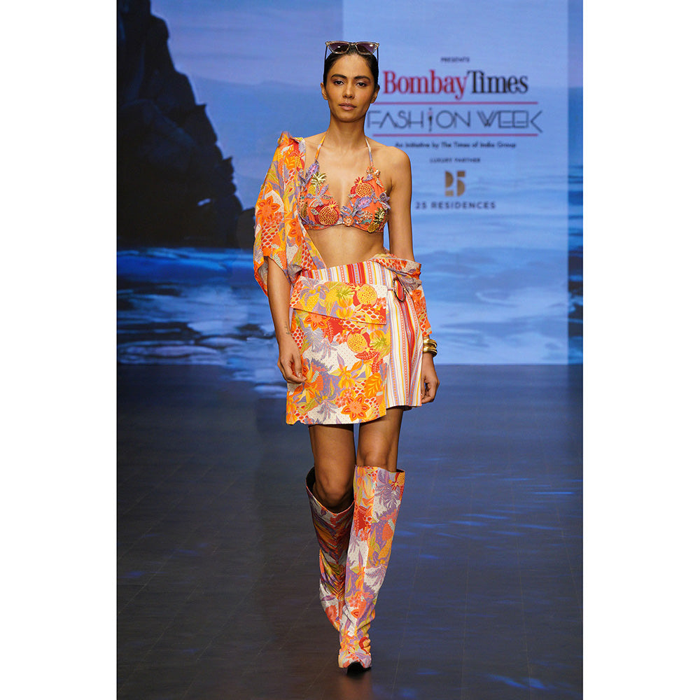 Rishi & Vibhuti Orange Tango Tie Bralette