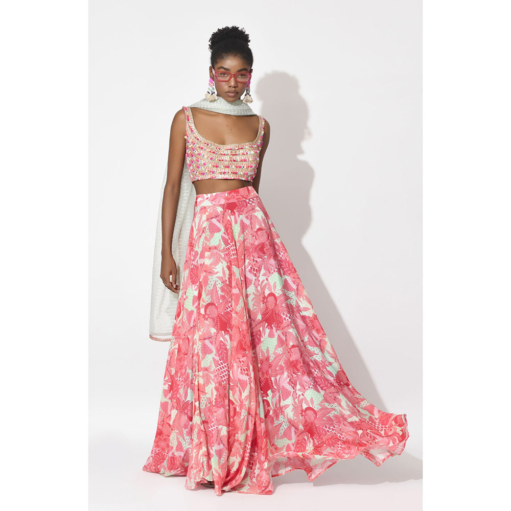 Rishi & Vibhuti Pink Blushing Whispers Lehenga with Blouse and Dupatta (Set of 3)