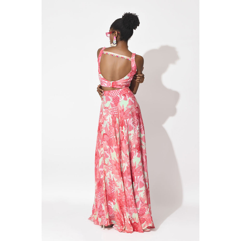 Rishi & Vibhuti Pink Blushing Whispers Lehenga with Blouse and Dupatta (Set of 3)