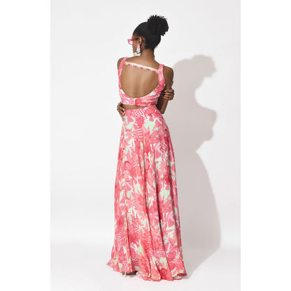 Rishi & Vibhuti Pink Blushing Whispers Lehenga with Blouse and Dupatta (Set of 3)