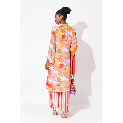 Rishi & Vibhuti Orange Carousel Kurta with Pant (Set of 2)