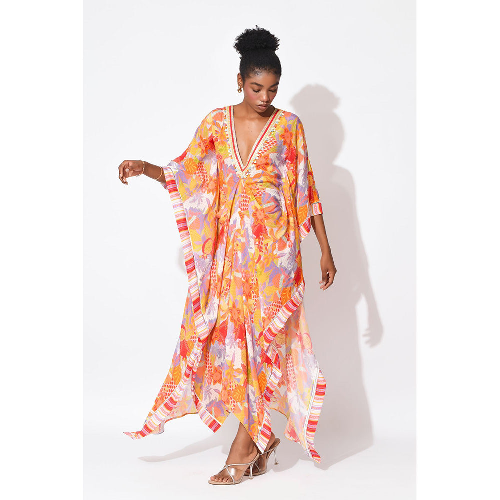 Rishi & Vibhuti Orange Luna Kaftan
