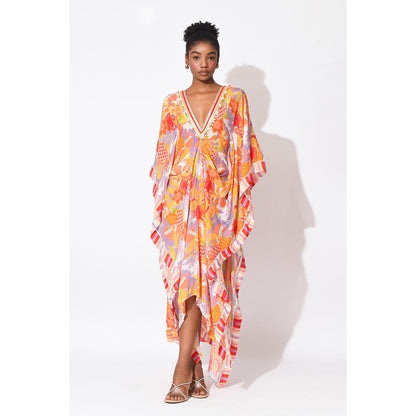 Rishi & Vibhuti Orange Luna Kaftan