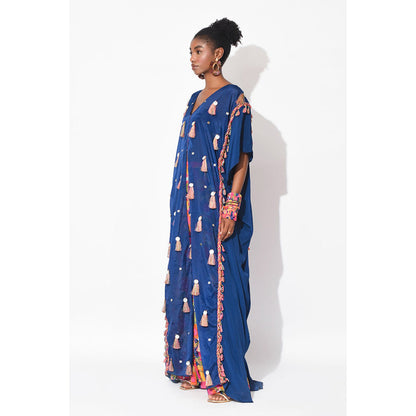 Rishi & Vibhuti Blue Fervent Kaftan with Sharara (Set of 2)