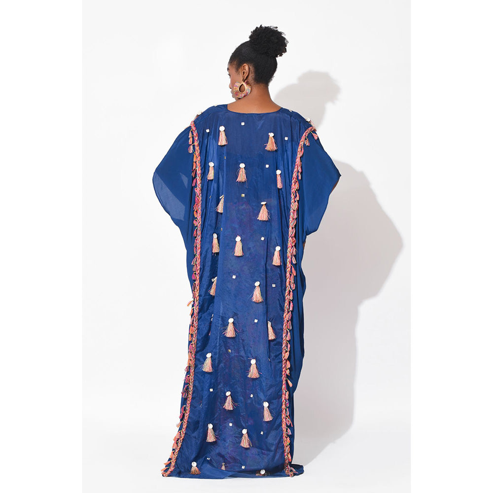 Rishi & Vibhuti Blue Fervent Kaftan with Sharara (Set of 2)