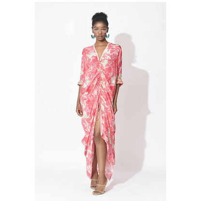 Rishi & Vibhuti Pink Passion Petal Kaftan