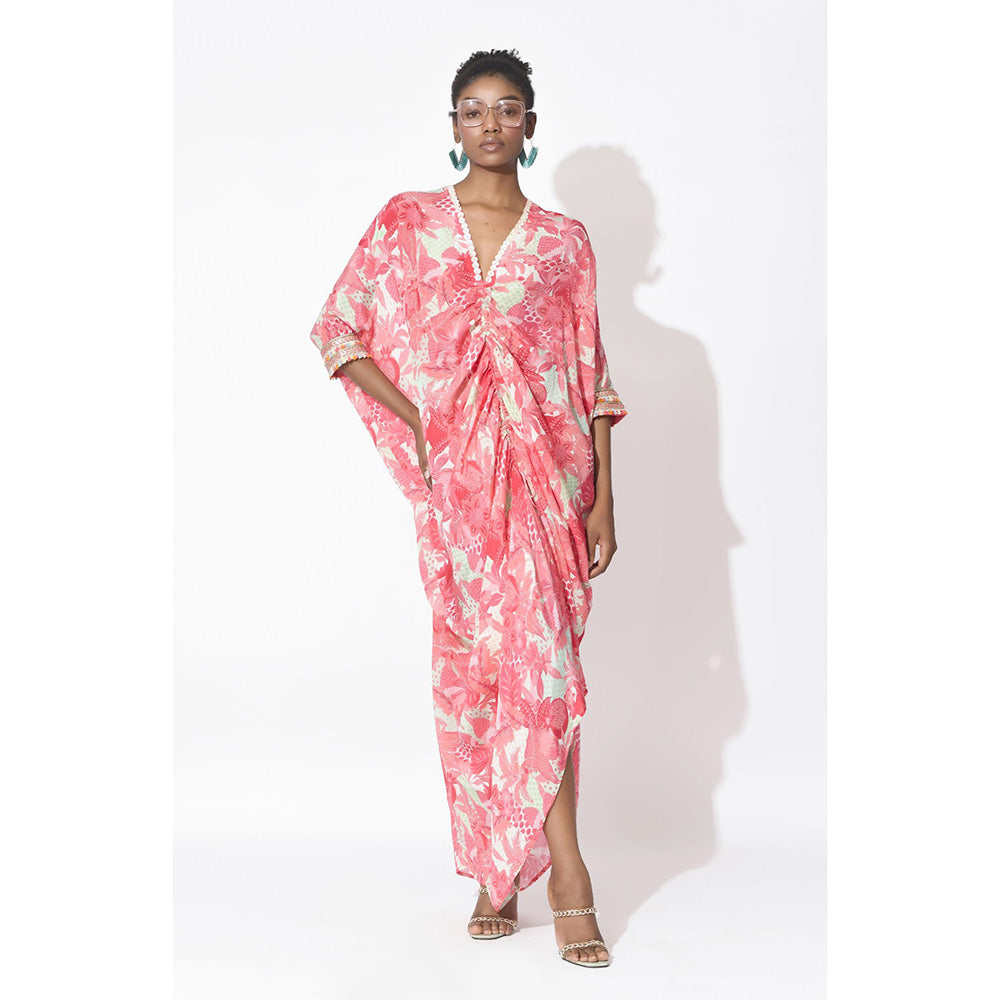 Rishi & Vibhuti Pink Passion Petal Kaftan