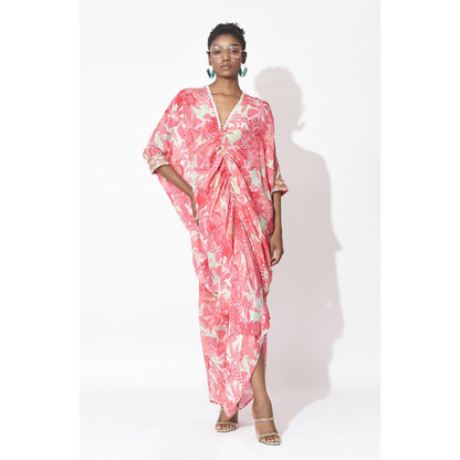 Rishi & Vibhuti Pink Passion Petal Kaftan