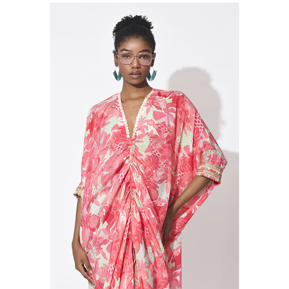 Rishi & Vibhuti Pink Passion Petal Kaftan