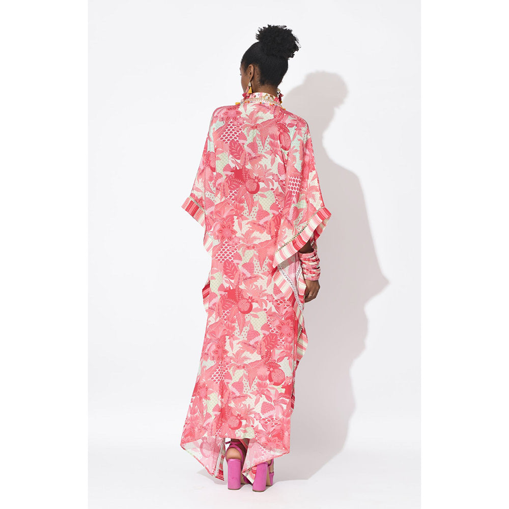 Rishi & Vibhuti Pink Muse Kaftan with Dhoti (Set of 2)