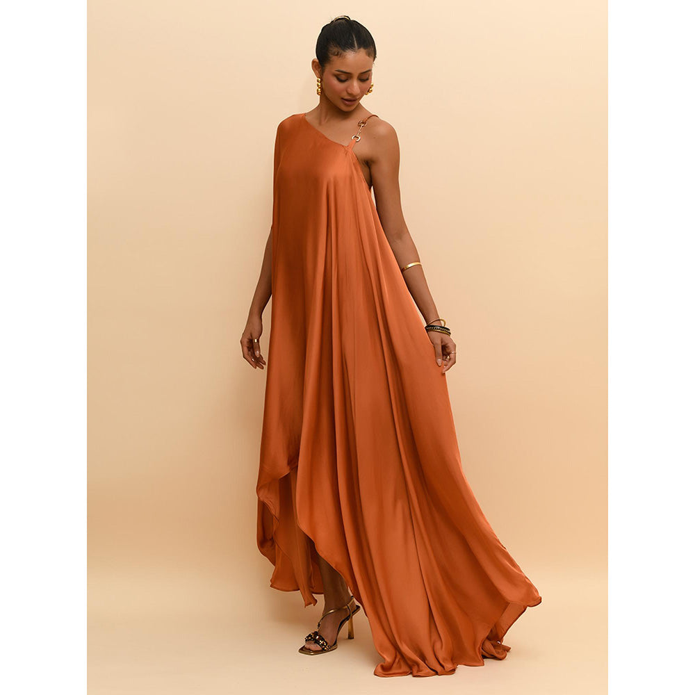 Rishi & Vibhuti Tan Waterfall Dress