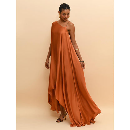 Rishi & Vibhuti Tan Waterfall Dress