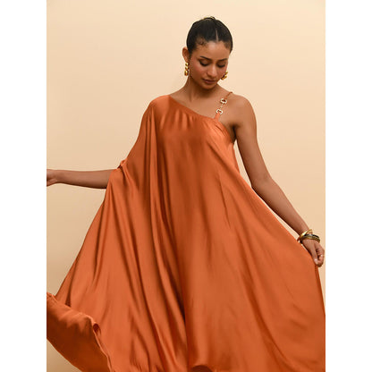 Rishi & Vibhuti Tan Waterfall Dress