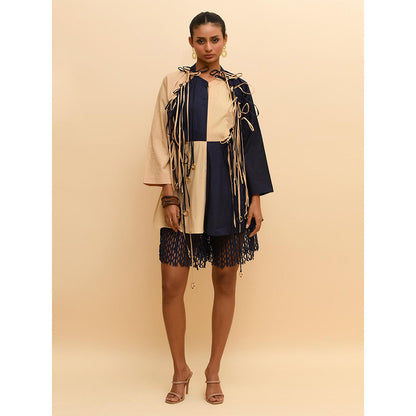 Rishi & Vibhuti Blue Fringe Fiesta Dress