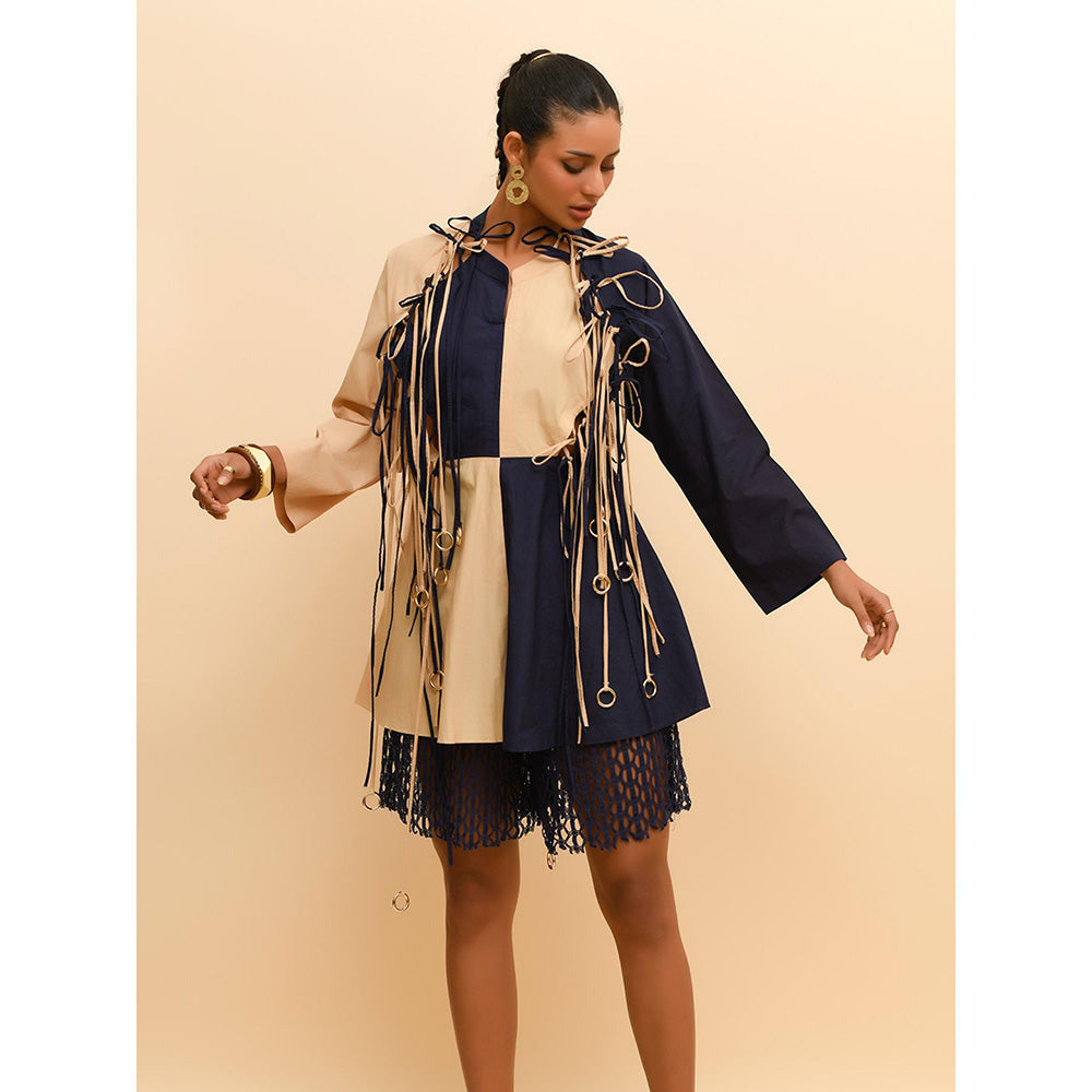 Rishi & Vibhuti Blue Fringe Fiesta Dress