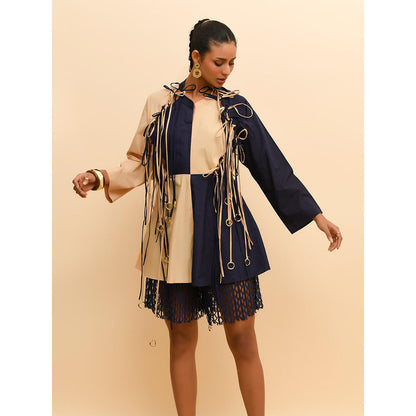 Rishi & Vibhuti Blue Fringe Fiesta Dress