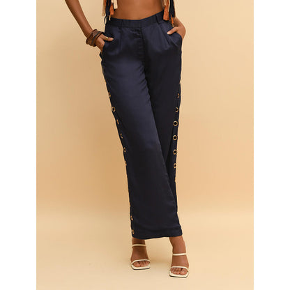 Rishi & Vibhuti Blue Ring Trim Pant