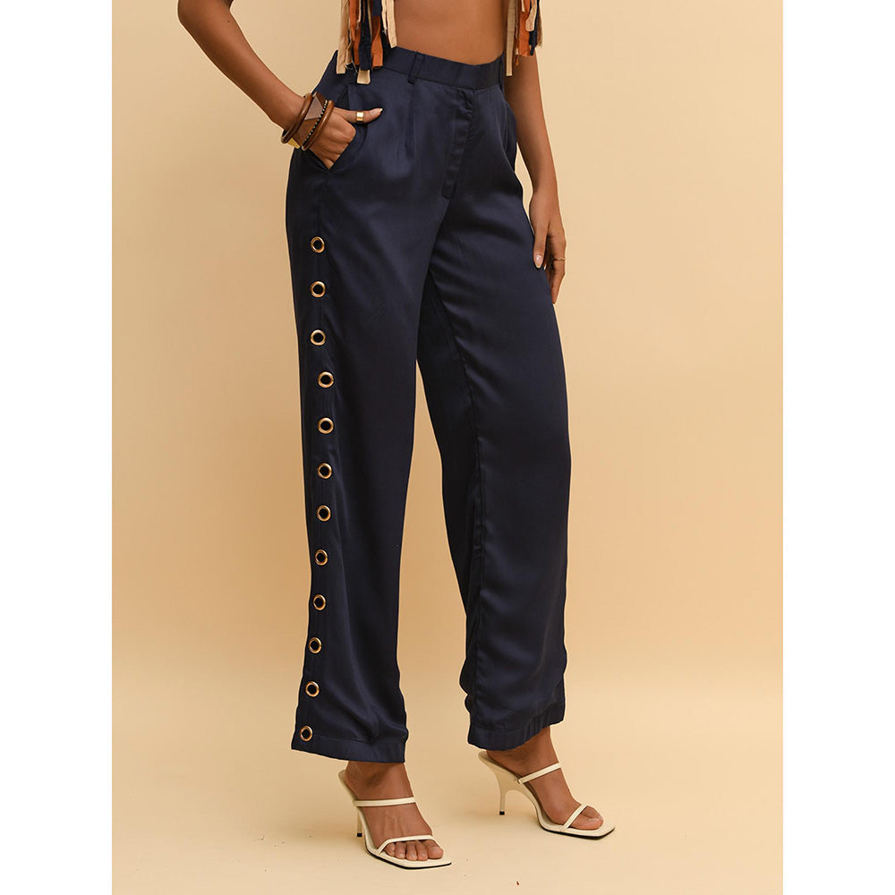Rishi & Vibhuti Blue Ring Trim Pant