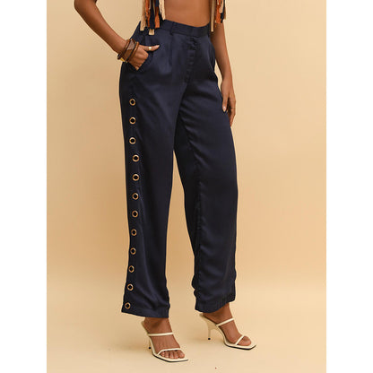 Rishi & Vibhuti Blue Ring Trim Pant