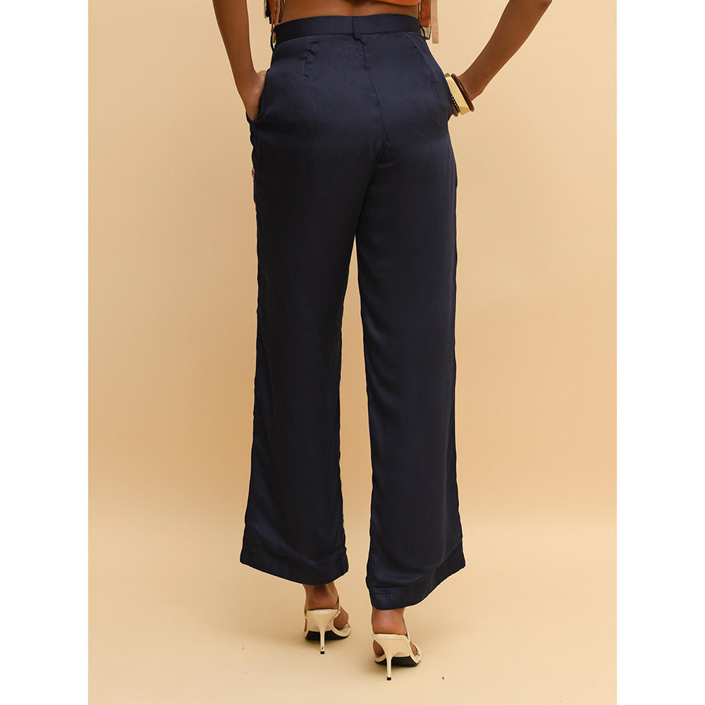 Rishi & Vibhuti Blue Ring Trim Pant