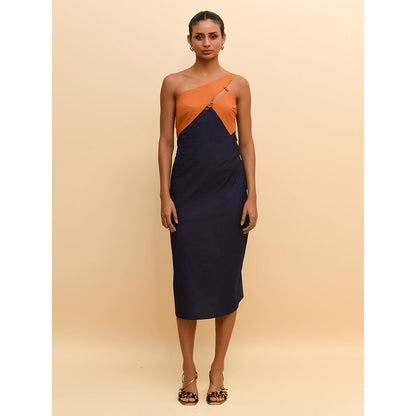 Rishi & Vibhuti Blue One Shoulder Bodycon Dress