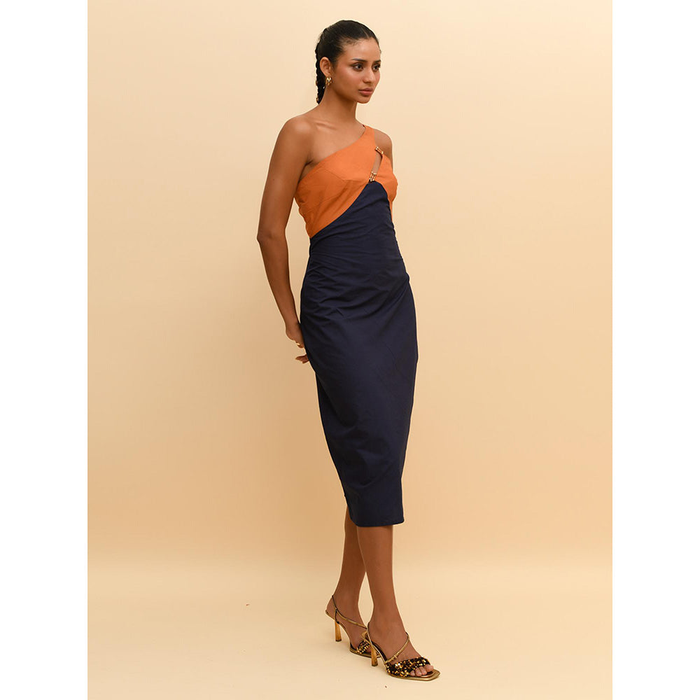 Rishi & Vibhuti Blue One Shoulder Bodycon Dress