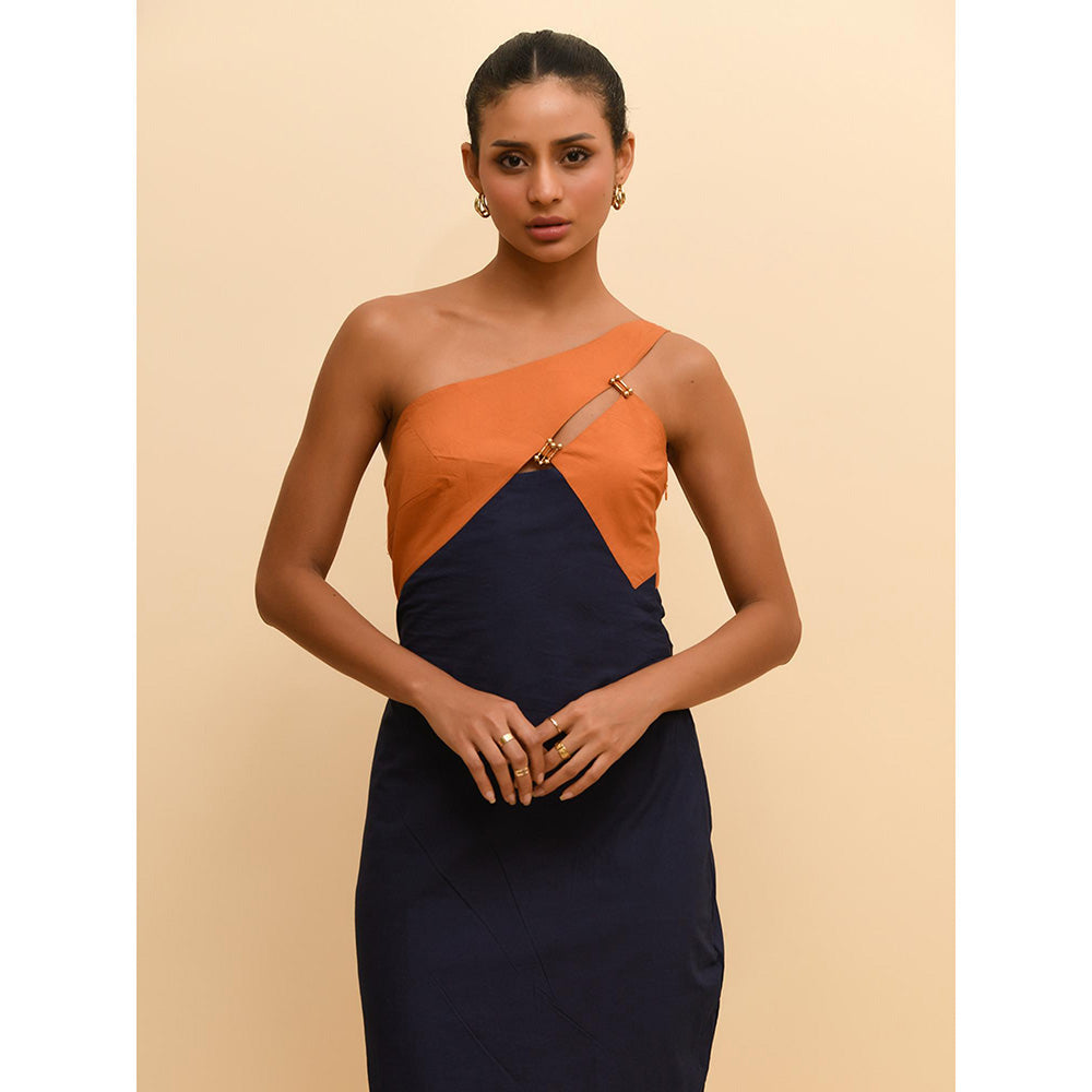 Rishi & Vibhuti Blue One Shoulder Bodycon Dress