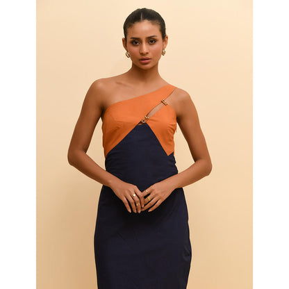 Rishi & Vibhuti Blue One Shoulder Bodycon Dress