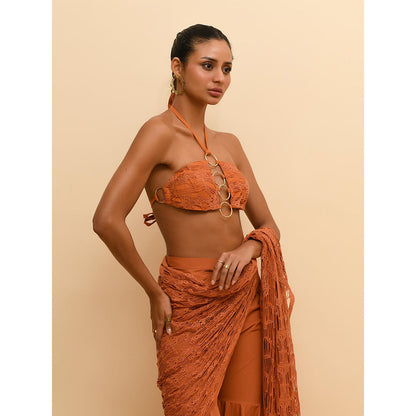 Rishi & Vibhuti Tan Hoop Loop Bralette