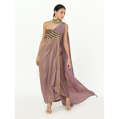 Rishi & Vibhuti Mauve Vivi Maxi Drape Dress