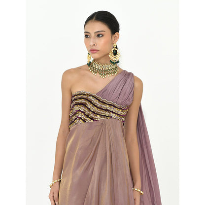 Rishi & Vibhuti Mauve Vivi Maxi Drape Dress